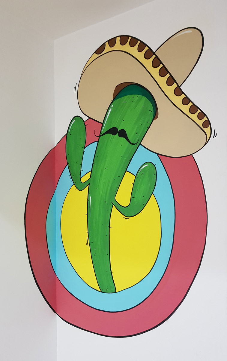 Cactus - peinture réalisée à l'intérieur du restaurant