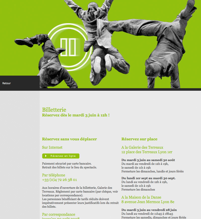 Développement du site web de la Biennale de la Danse de Lyon 2008