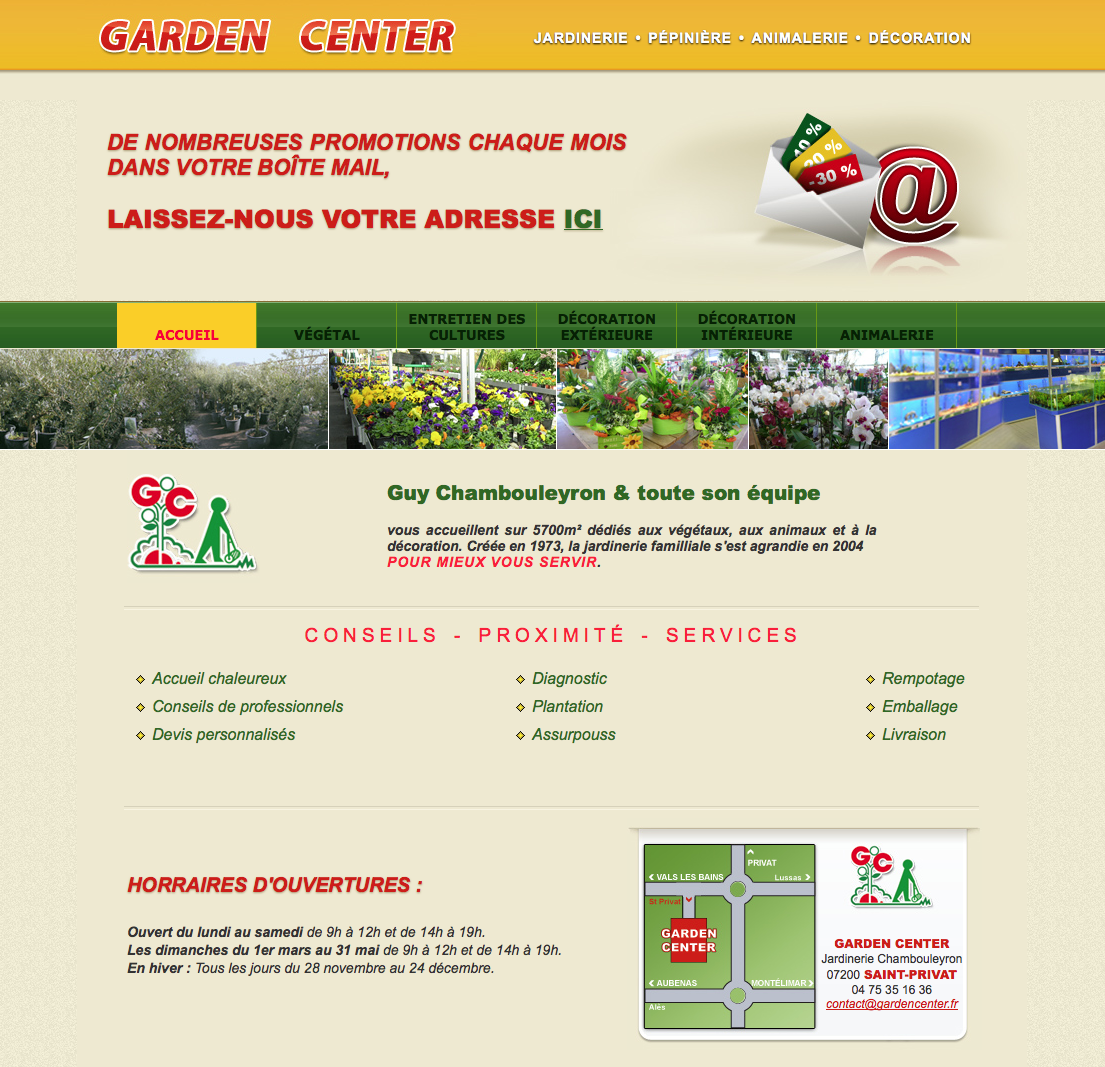 Garden Center - Développement du site web